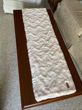 Koolaburra by UGG Ivory Faux Fur Plush Table Runner